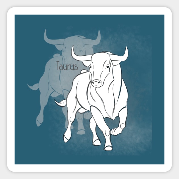 Zodiac sign Taurus - Black and white lineart Sticker by Red Fody